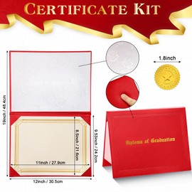 Spakon 18 Set Leather Diploma Covers Include Graduation Certificate Kit Bulk Certificate Holders 8.5" x 11" Certificate Diploma Paper with Certificate Seals Stickers for School University(Dark Red)