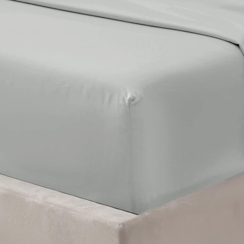 Oxford Homeware Silver Double Fitted Sheet -100% Brushed Microfibre 1800