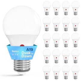 Sunco 20 Pack Dusk to Dawn LED Outdoor Light Bulb A19, Photocell Automatic for Exterior Lighting, 800 LM, 9W (60W Eqv.), Auto On/Off Sensor, IP65 Rated UL