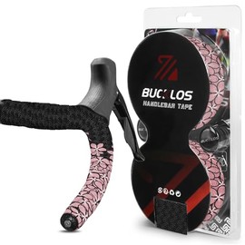 BUCKLOS - Cinta de manubrio de bicicleta para bicicleta de carretera, cómoda cinta de manubrio de bicicleta EVA con agarre, 2 rollos de cinta para manillar de bicicleta, color negro y rosa
