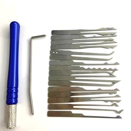 QiDAi New Lock Picking Tools Stainless Steel Pick Hook with Handle, Lockpick Set for Various Locks,Suit for Beginners, Locksmiths, and Family (C(17PCS))