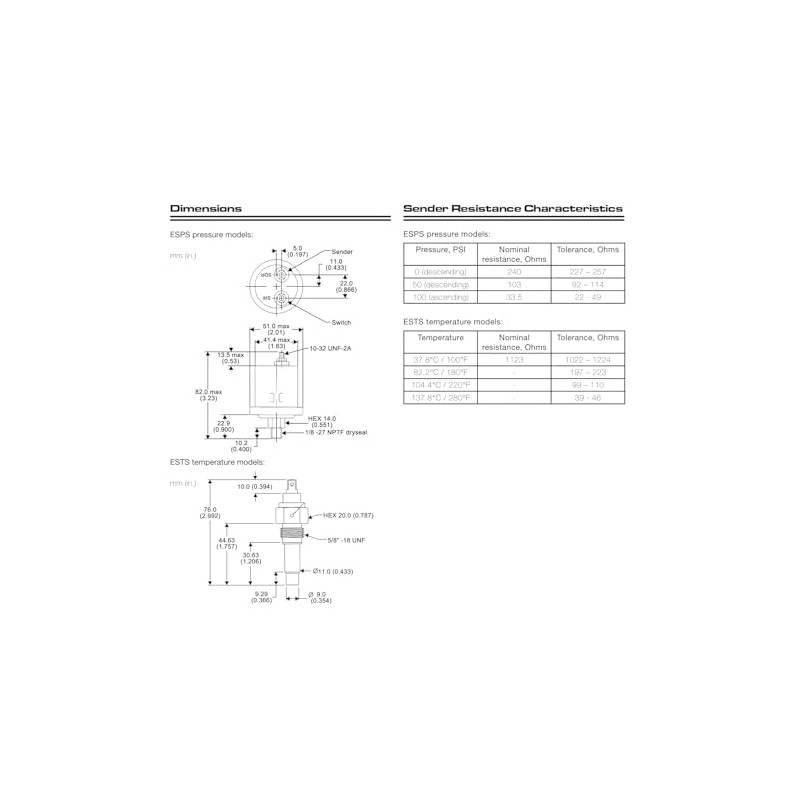Murphy by Enovation Controls EST-250/300-X Temperature Sender (10704691)