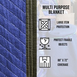 Boxer 80in x 72in (43lbs/Doz Weight) Non-Woven Universal Moving Blanket, Multipurpose, Lightweight, Blue Color, Scratch Protection