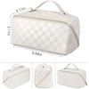 Portable Grid Travel Cosmetic Bag Makeup Bag with Handle PU