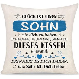 Yoskiasd Cushion Cover Gift for Son Men Boys Gift from Mum Dad Cushion Cover Inspirational Graduation Gift Birthday Gifts Happiness is a Son Like You to Have