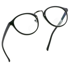 LifeArt Bifocal Reading Glasses with Oval Lenses, Blue Light Blocking Glasses for Women Men, Anti Glare, Reduce Eyestrain (Black, +0.00/+3.00 Magnification)