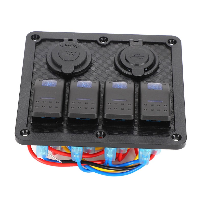 12V 24V 4 Gang Rocker Switch Panel IP65 Waterproof with