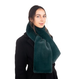 Futrzane Modern Scarf - Womens Faux Fur Stoles Wraps - Soft Collar for Jackets (Green Modern)