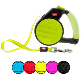WIGZI Reflective Gel Retractable Leash, Yellow, Small