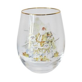 Lesser & Pavey Christmas White Christmas Stemless Glass - Gift Idea for Christmas Xmas - Christmas Themed Glass, UK Design, Christmas Drinkware