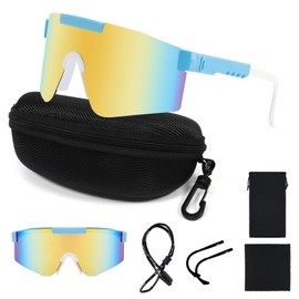 Homelyxe Fast Glasses Men Women Cycling Glasses Sports Sunglasses UV400 Protection Sports Glasses Windproof Road Bike Glasses Adjustable Bicycle Glasses for Rave Running Cycling Sports Mountaineering