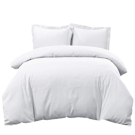 Royal Hotel's Solid White 300-Thread-Count 3pc Queen Duvet-Cover 100-Percent Cotton, Superior Percale Weave, 100% Cotton