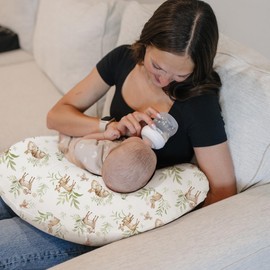 Konssy 2 Pack Nursing Pillow Covers, Soft and Comfortable Nursing Cover for Breastfeeding Pillows, Pillow Slipcover for Baby Girls Boys Newborn(Green, Woodland)