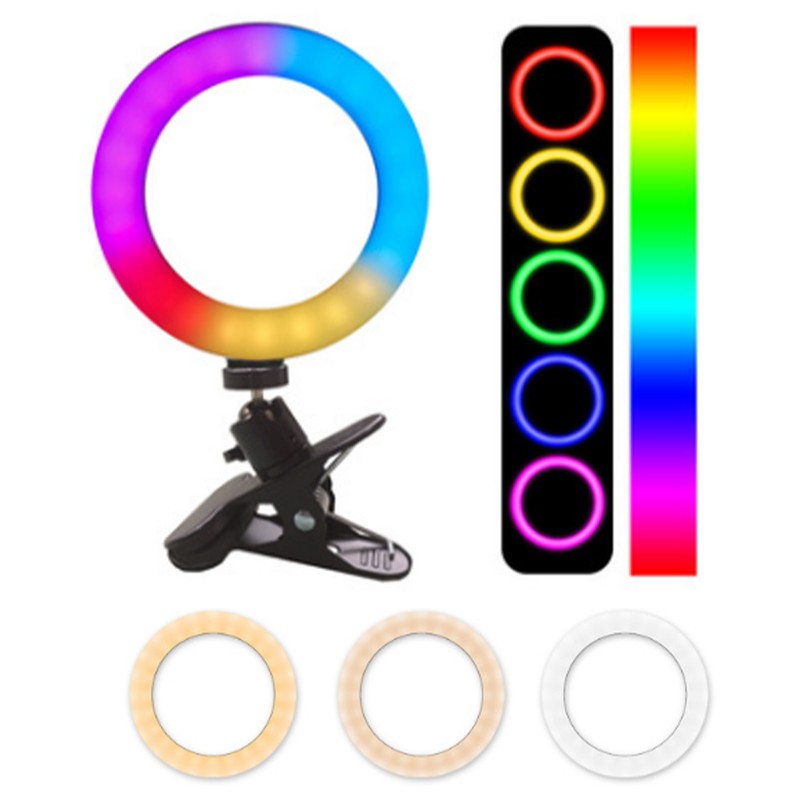 16cm LED USB Circle Light RGB Fill Light with Clamp