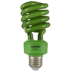 Sunlite SL24/G CFL Spiral Colored Bulb, 24 Watt (100W Equivalent), Medium Base (E26), 8,000 Hour Life Span, UL Listed, 1 Pack, Green