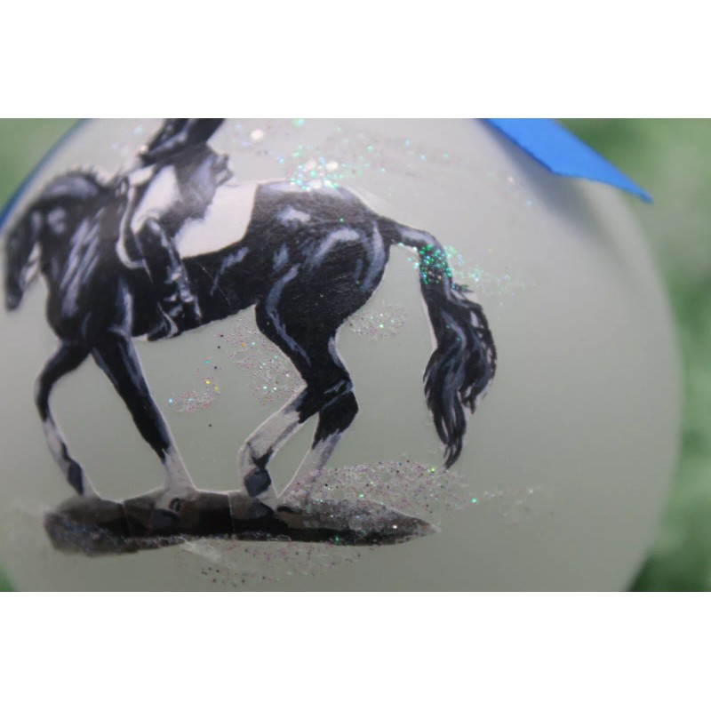 H002 Hand-made Christmas Ornament horse - black piaffe dressage