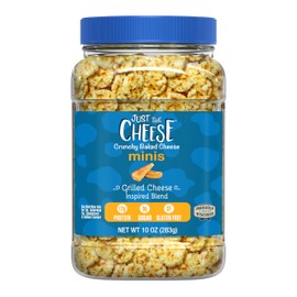 Just the Cheese Minis - Grilled Cheese Inspired Blend, 10 oz Jar, High Protein Baked Keto Snack, Gluten-Free, Low Carb, No Sugar