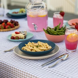 Grow Forward 16-piece Premium Wheat Straw Dinnerware Sets for 4 - Unbreakable Dishwasher & Microwave Safe Plastic Plates and Bowls Sets - Patio, Outdoors, RV, Camping Dishes - Tropical