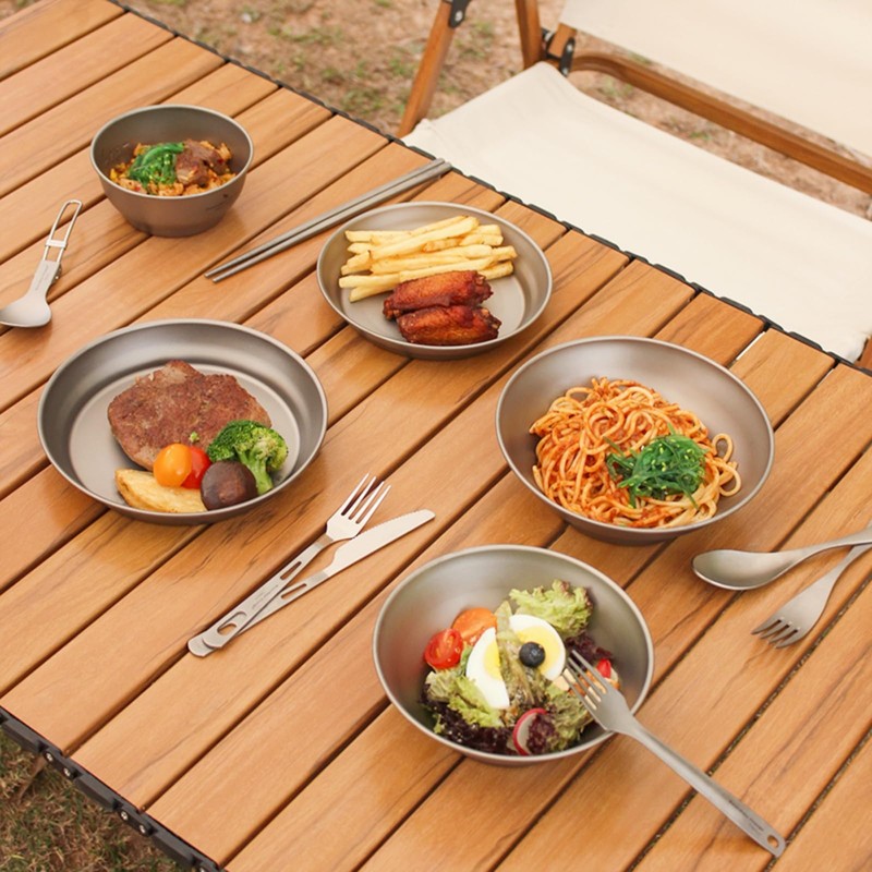 Boundless Voyage Ti1110T Titanium Bowl Plate, Plates, Camping, Dishes, Unbreakable,