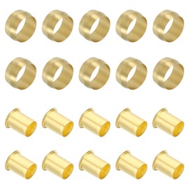 PATIKIL Brass Compression Sleeves Ferrules, 20 Pack 14mm ID x 14mm OD Hose Tube Brass Ferrule Brass Compression Insert Fitting Assortment Kit for Air Water Gas Pipe