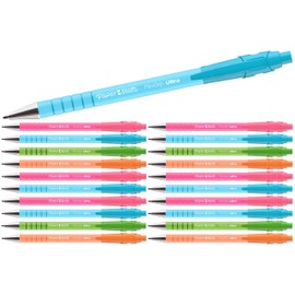 Paper Mate FlexGrip Ultra Retractable Ballpoint Pens | Medium Point | Blue Ink | 20 Pack | Bright Retro Barrels