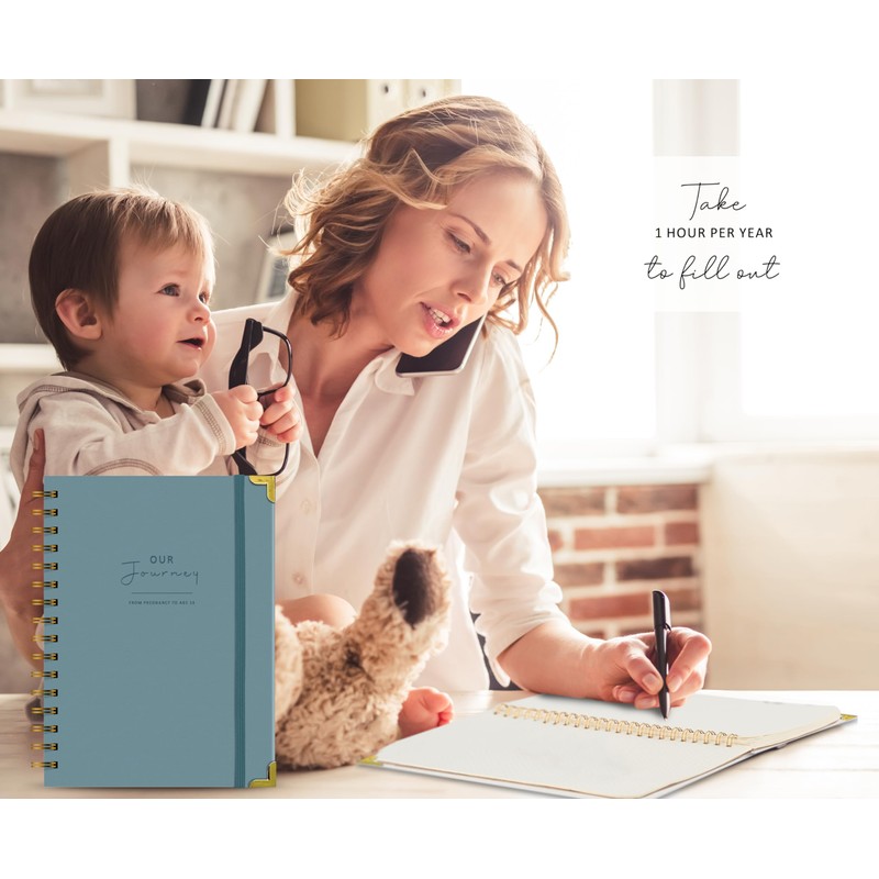 BIROYAL Promptly Journals, Pregnancy Journal and Baby Memory Book (Blue)
