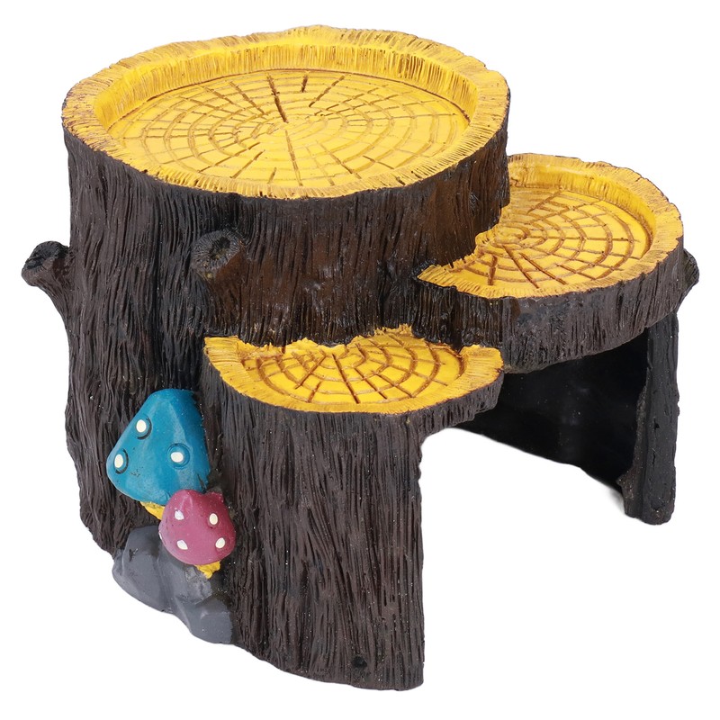 Resin Mini Stump Shape Hiding Hole Wooden Cave Artificial Aquarium
