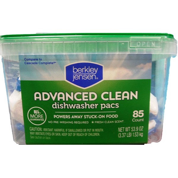 Berkley & Jensen Advanced Clean Dishwasher Packs, Fresh Clean Scent, 85 Count