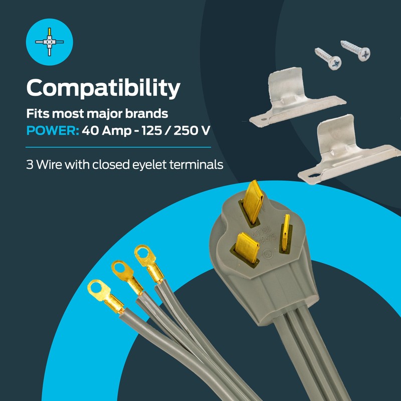 Eastman 5 Feet Electric Range Cord, 50 Amps 3-Prong Wire,