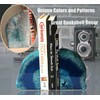 AMOYSTONE Agate Geode Bookends Heavy Duty Stone Book Ends Decorative