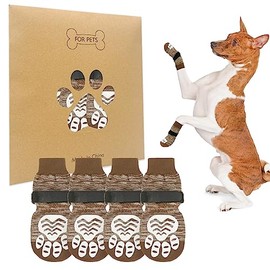 BEAUTYZOO - Calcetines antideslizantes para perros pequeños, medianos y grandes, protector de patas de perro para suelos de madera dura, perros mayore