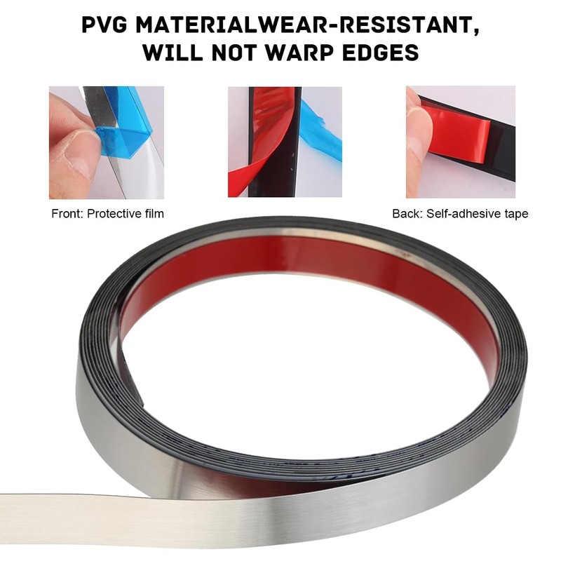 LINXIU Stainless Steel Molding Trim, Brushed Metal Trim, Peel and