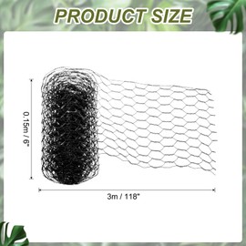 uxcell Chicken Wire, 6 x 118 Inch Floral Wire Netting Iron Hexagonal Mesh Netting Poultry Plant Protector for Flower Arch Decor Garden Fence DIY Craft Floral Arrangement, Black