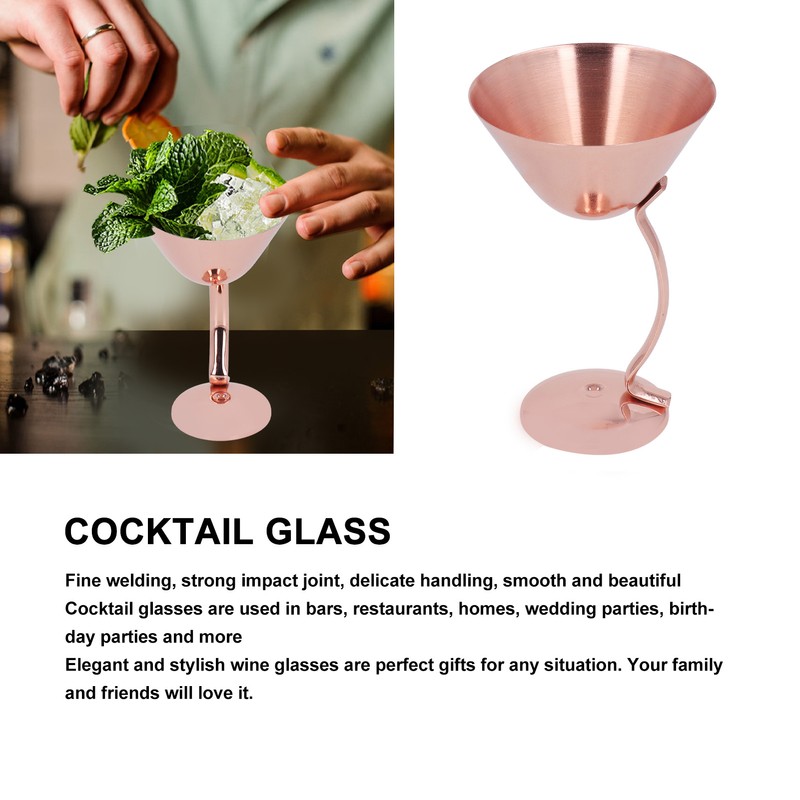 150ml Stainless Steel Martini Cocktail Glass Copper Plated Metal Wine