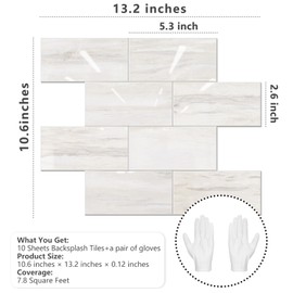 STICKGOO Subway Tile Peel and Stick Backsplash, Glossy Light Brown PVC Self Adhesive Tile Backsplash, Stick on Tile for Kitchen and Bathroom(10 Sheets)