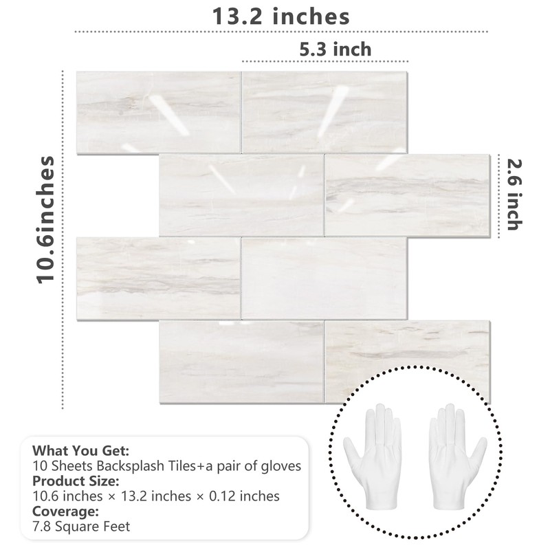 STICKGOO Subway Tile Peel and Stick Backsplash, Glossy Light Brown