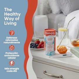 Immune Boost Bioliving | Suplemento Alimenticio con Vitamina C, D3, Zinc y Cúrcuma | Con Coenzima Q10 | 60 Cápsulas | Sin Azúcar Añadida 30 porciones