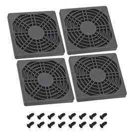PATIKIL 80mm Cooling Fan Filter with Screw, 4 Pack ABS Ventilator Grill Protector Guard for Fan Protective Cover DIY, Black