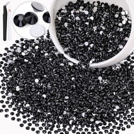 5000PCS SS10/2.8mm Crystal Rhinestones (Jet Black), Bedazzling Flatback Glass Rhinestones for Crafting DIY Nail Art Makeup Decoration, Gems Diomand Charms for Tumbler Shoes Clothing Mug