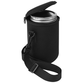 Cosmos Mason Jar Portable Neoprene Insulated Bag Mason Jar Insulated Holder Pouch, Glass Bottle Sleeve Cover with Adjustable Strap and Double Zippers, Fits 32 Oz Regular & Wide Mouth Jar (Black)
