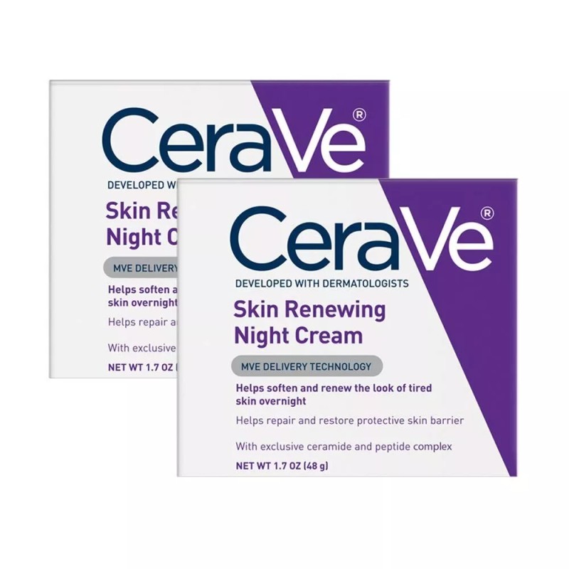 CeraVe Skin Renewing Night Cream | Niacinamide, Peptide Complex, 1.7