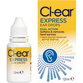 Cl-Ear Express Ear Drops. Dual Action - Ear Wax Removal. Easy Squeeze Dropper. Breaks up Hardened and Stubborn Ear Wax. Reduces The Need for syringing. 12 ml Bottle