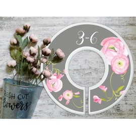 Mumsy Goose Nursery Closet Dividers, Closet Organizers, Baby Girl Clothes Organizers Pink Grey Floral