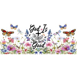 God is Good Christian UV DTF Glass Cup Wrap Transfer Decal-3PCS,Christian Gifts for Women Faith - Christian Tumblers for Women Bible Gifts