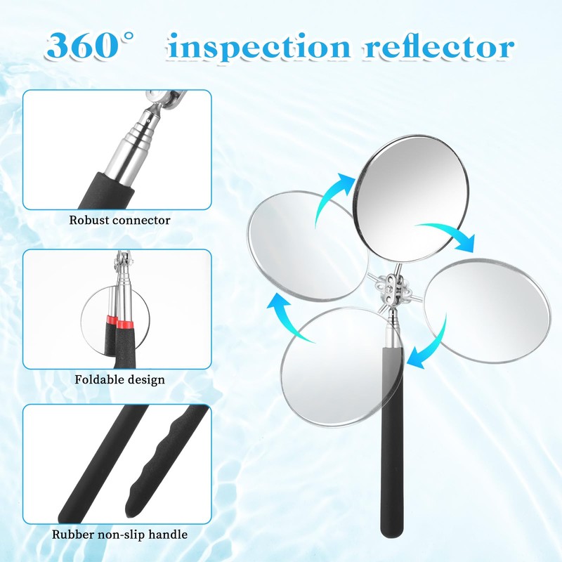 5 Pieces Telescoping Inspection Mirror Set Retractable Mechanical Mirror Tool