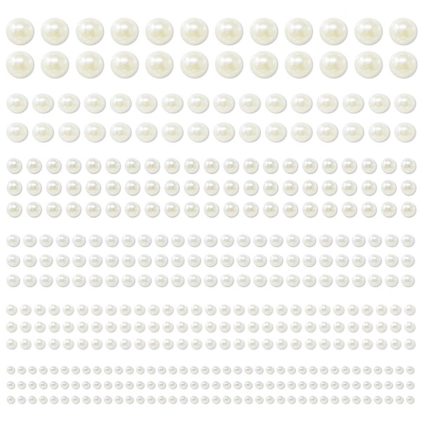 allydrew 1982pcs Acrylic Pearl Adhesive Stickers in Assorted Sizes for