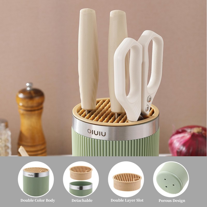 Knife Block without Knives, OLULU Universal Round Knife Block Holder,