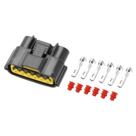 Partuto 6 Pin Auto Wiring Harness Connector Plug - Car Female Wire Terminal Connector - for Nissan Plastic Gray - 1 Set