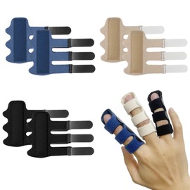 NICEIN Fingerschiene, 6 Stück Fingerglätter, Verstellbare Finger Schiene, Wiederverwendbare Daumenschiene, Fingerbandage für Gebrochene Finger & Arthrose Schmerzlinderung (blau+schwarz+weiß, 6pcs)