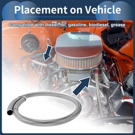 INFINAUTO AN16 Fuel Line Hose 4.5ft 7/8"ID Fuel Hose 11/7"OD for Car CPE Rubber Stainless Steel Braided Vacuum Hose Silver Tone